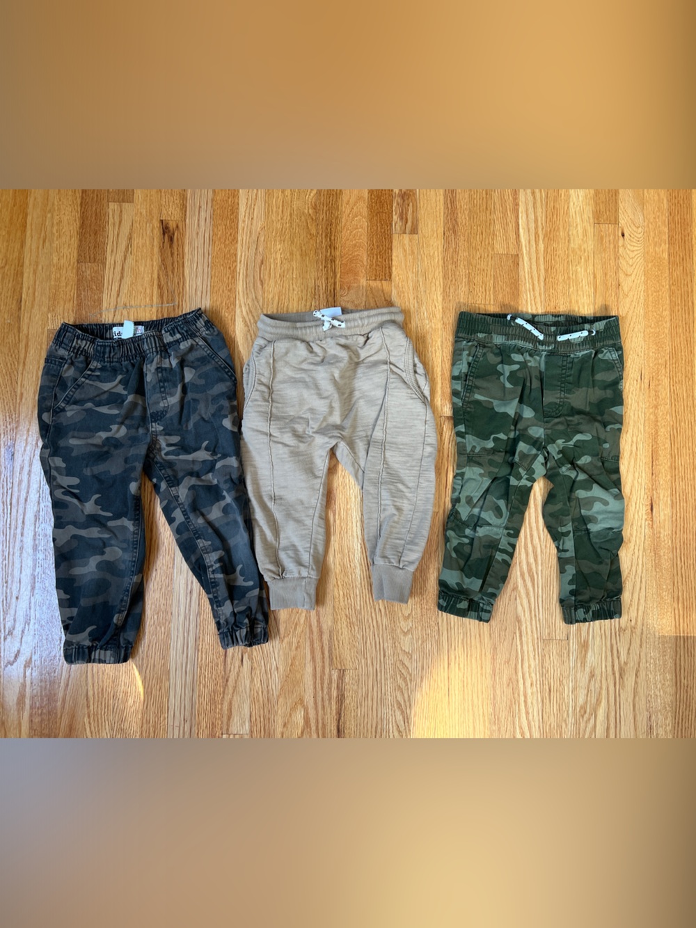 3pack Kids Camo and Tan Jogger Set - Dark Camo, Olive Camo, Tan